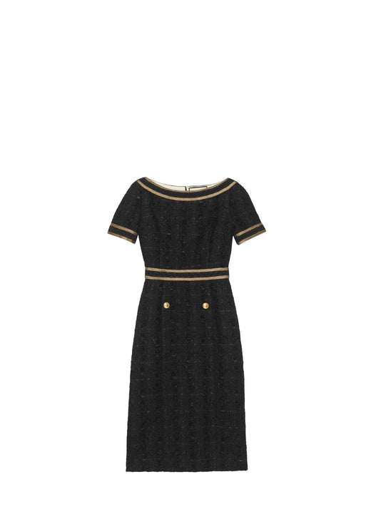 Black Boucle Shift Dress