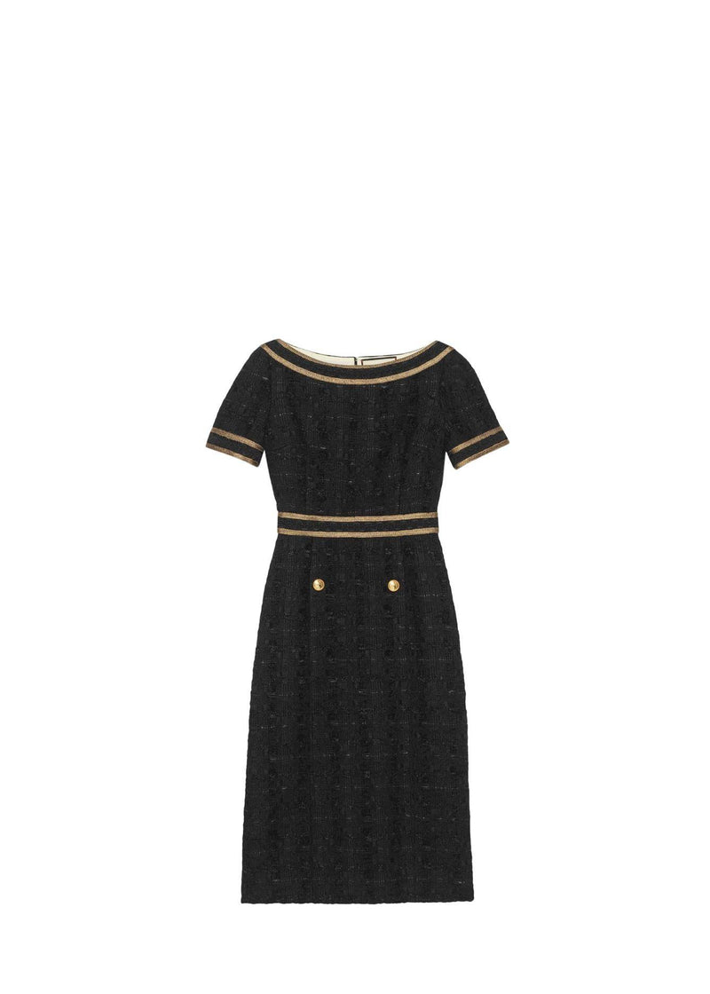 Black Boucle Shift Dress