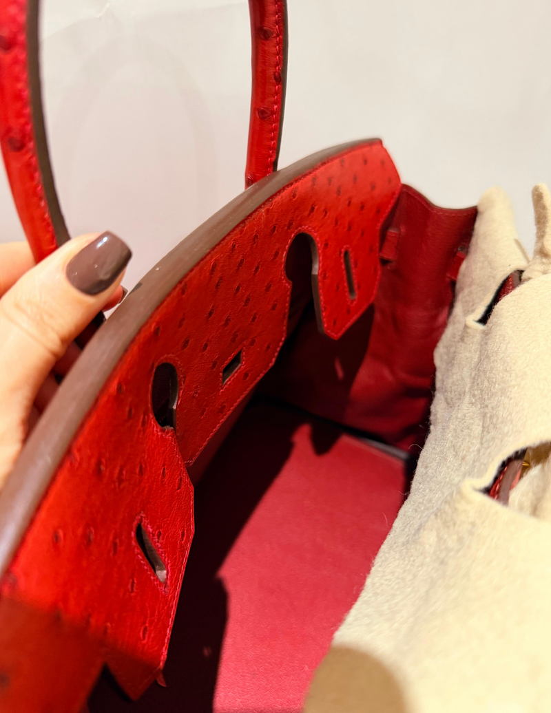 Hermes Birkin 30 in Red Ostrich GHW