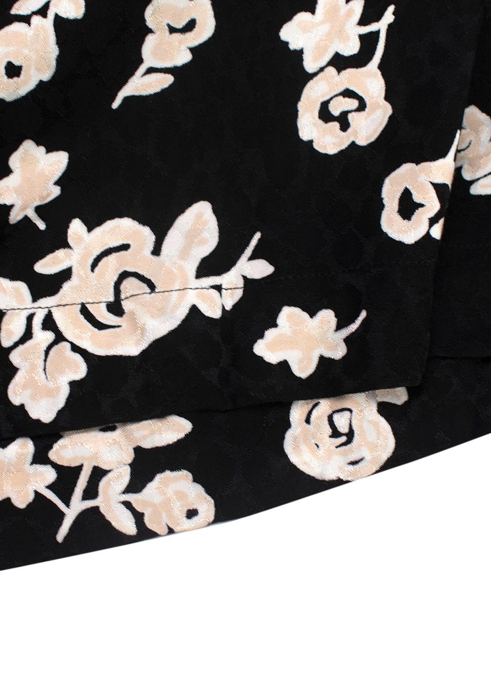 Rouje Black and Cream Floral V-Neck Dress
