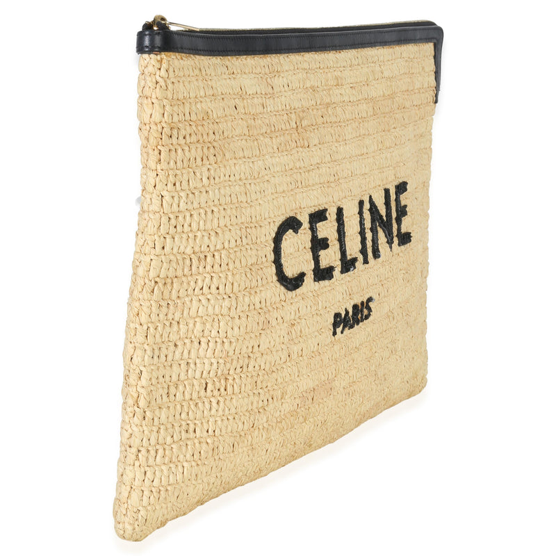 Celine  Raffia Sequin Logo Clutch