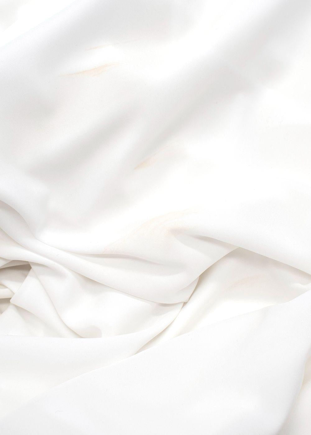 Elena Makri White One Shoulder Maxi Dress with Gold Shell Detail