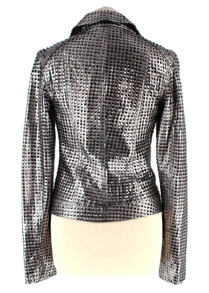 Drome Silver Perforated Biker Jacket