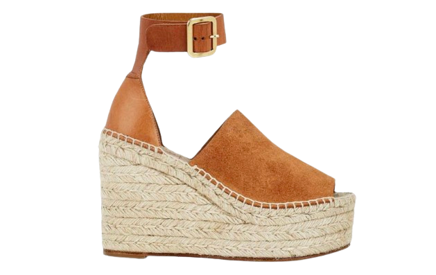 Chloe Tan Suede Espadrille Wedges