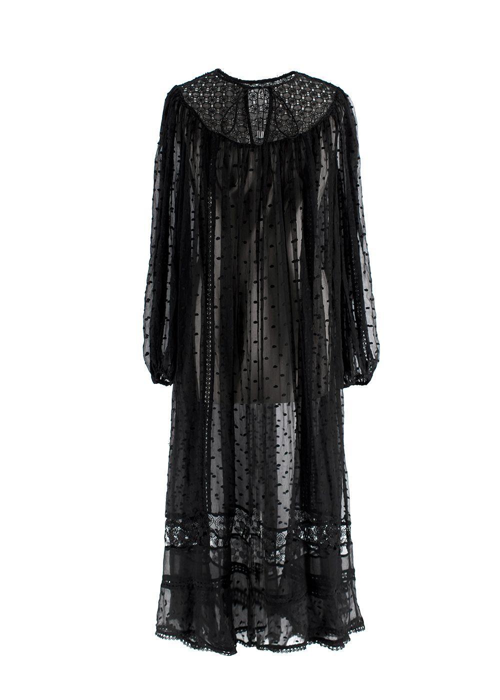 Zimmermann Black Sheer Chiffon Polka Dot Dress