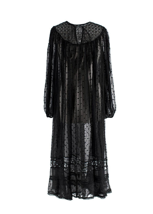 Zimmermann Black Sheer Chiffon Polka Dot Dress