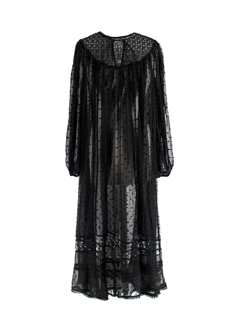 Zimmermann Black Sheer Chiffon Polka Dot Dress