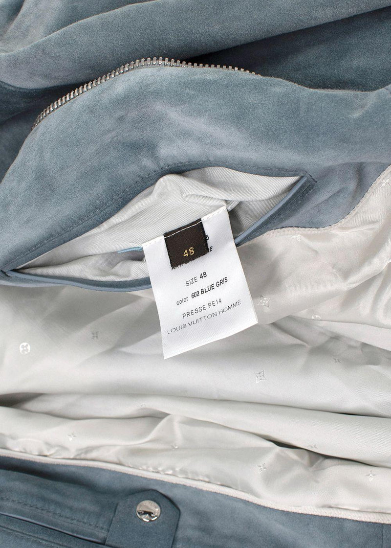 Louis Vuitton Bleu Gris Suede Bomber Jacket