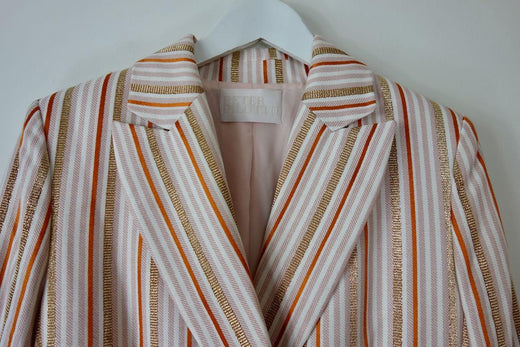 orange, pink & gold striped blazer