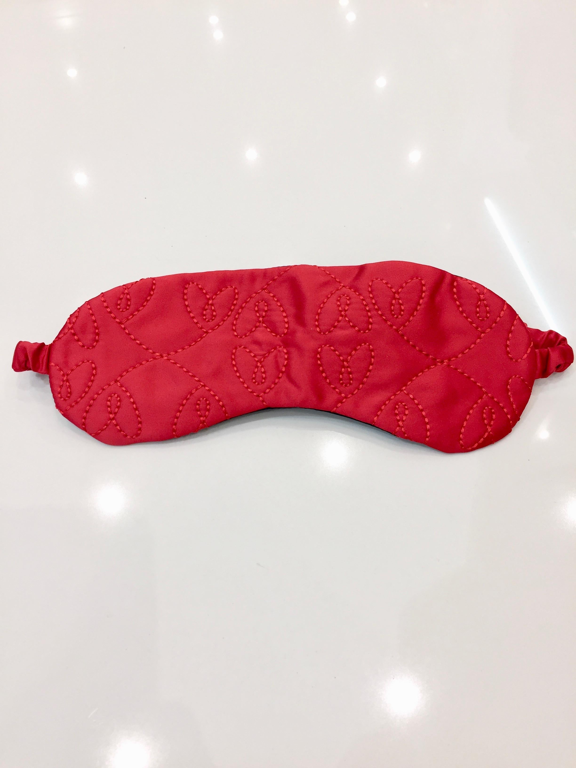 Couture Rouge Satin Embroidered Hearts Eye Mask