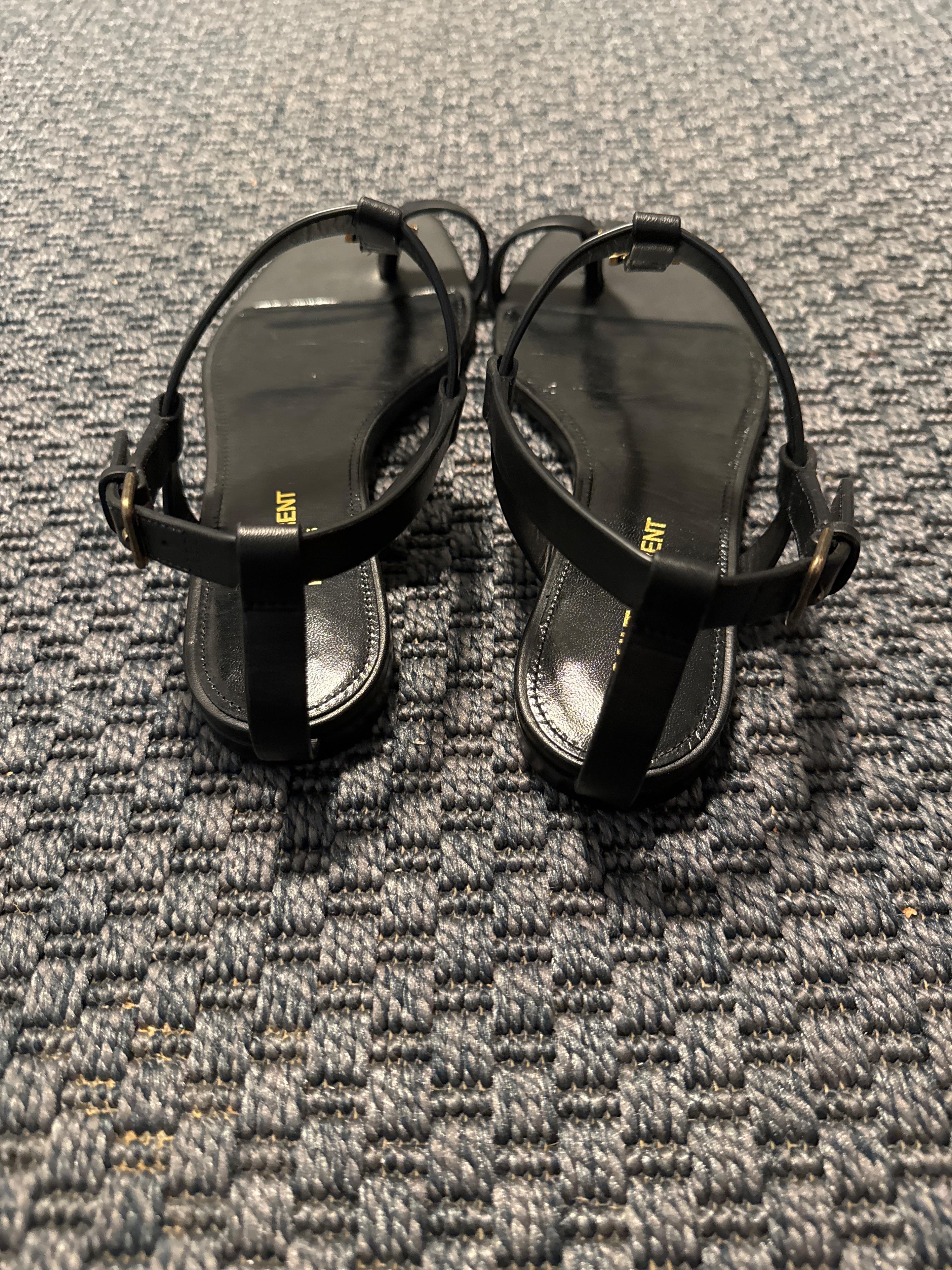 Saint Laurent Black Cassandra Sandals