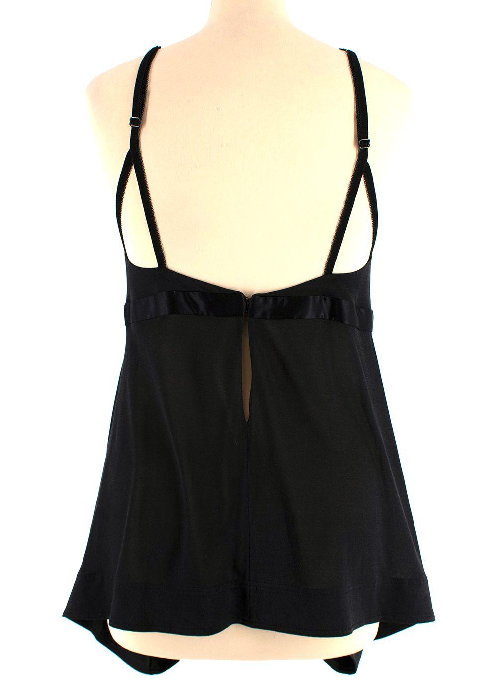 Balenciaga Silk Lace Trimmed Black Plunge Cami Top