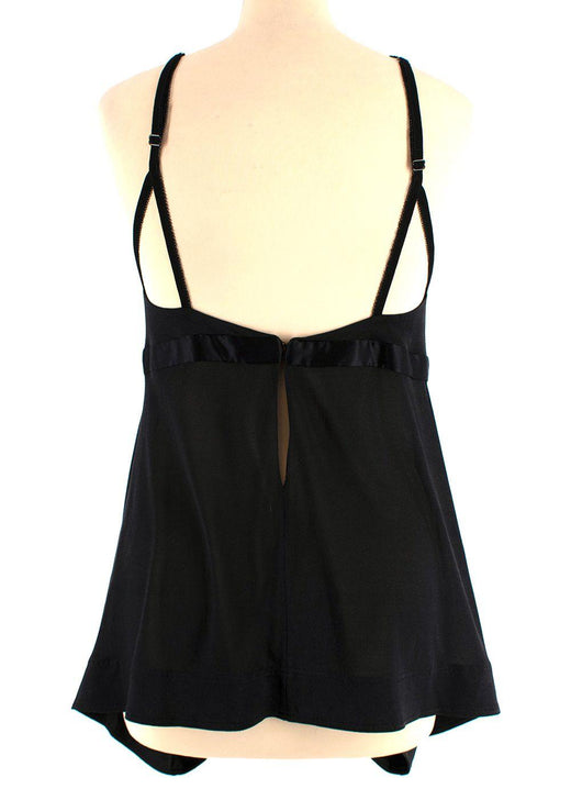 Balenciaga Silk Lace Trimmed Black Plunge Cami Top