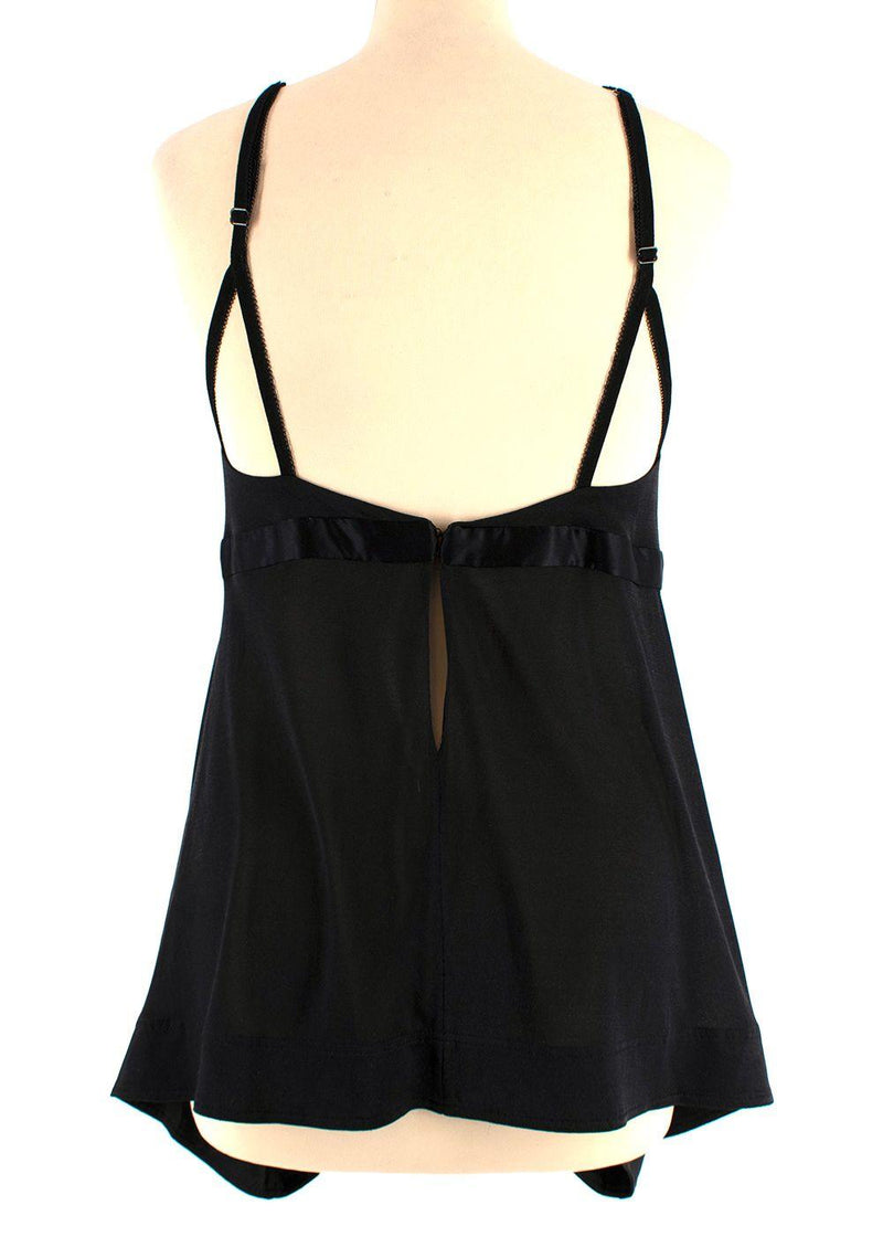 Balenciaga Silk Lace Trimmed Black Plunge Cami Top