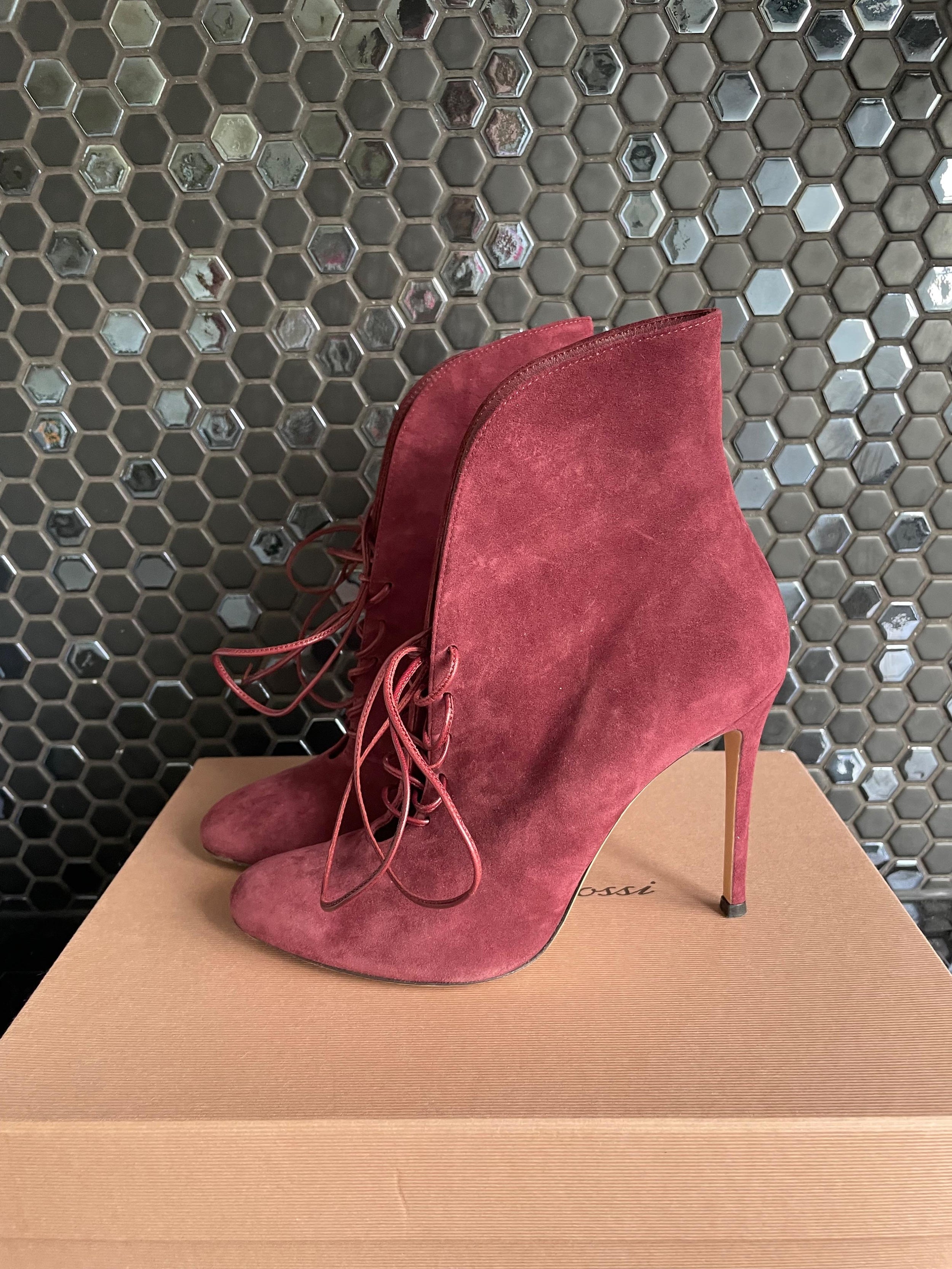 Gianvito Pink Suede Ankle Boots