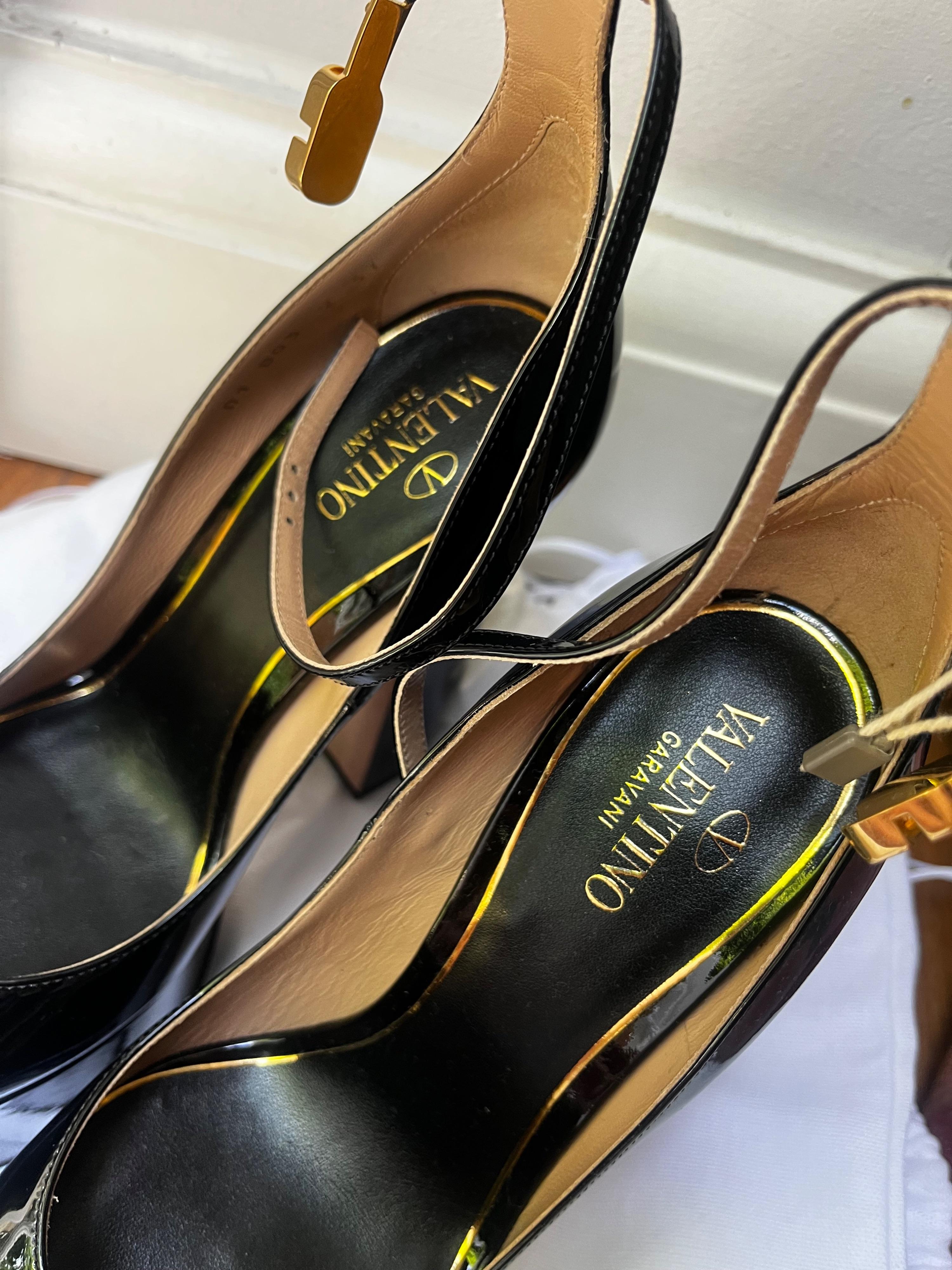 Valentino Black Patent Tan Go Heels