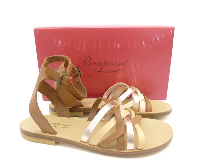 Bonpoint brown leather strappy sandals