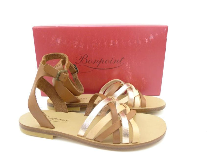 Bonpoint brown leather strappy sandals