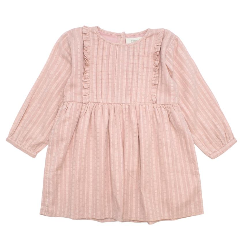 Bonnet a Pompon Pink Long Sleeve Patterned Dress