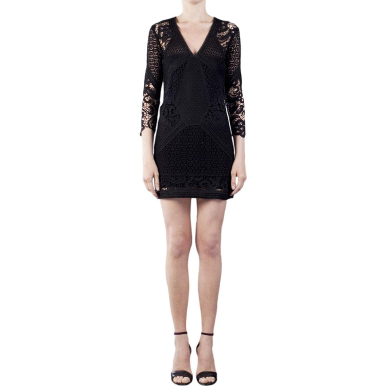 IRO black crochet rovea mini dress
