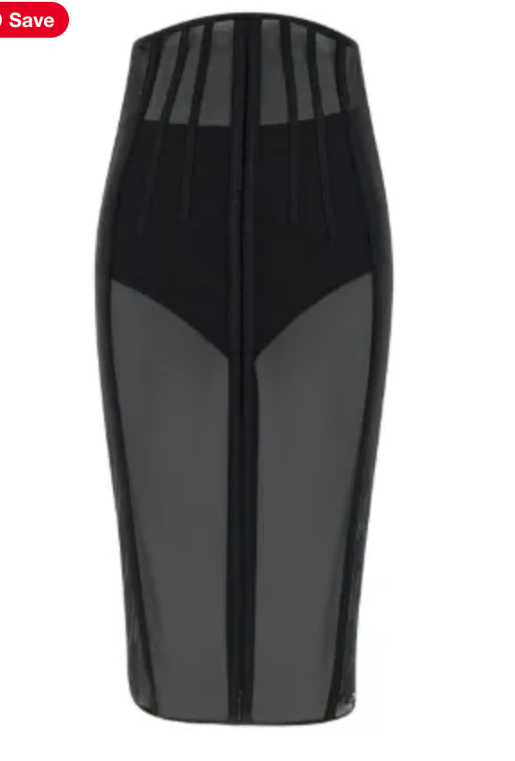 Elizabetta Franchi Corseted Tulle  Midi Skirt