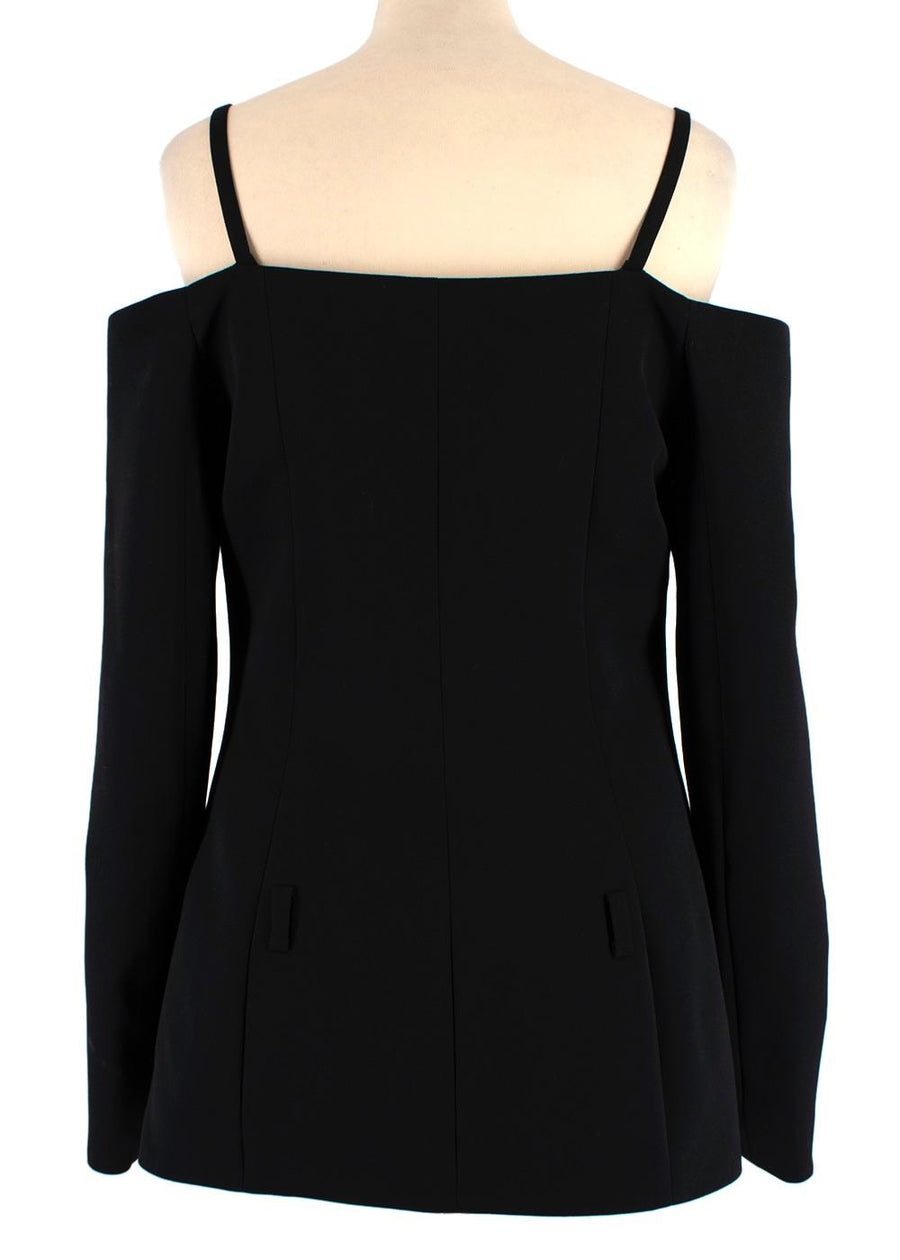 Off Shoulder Black Virgin Wool Top