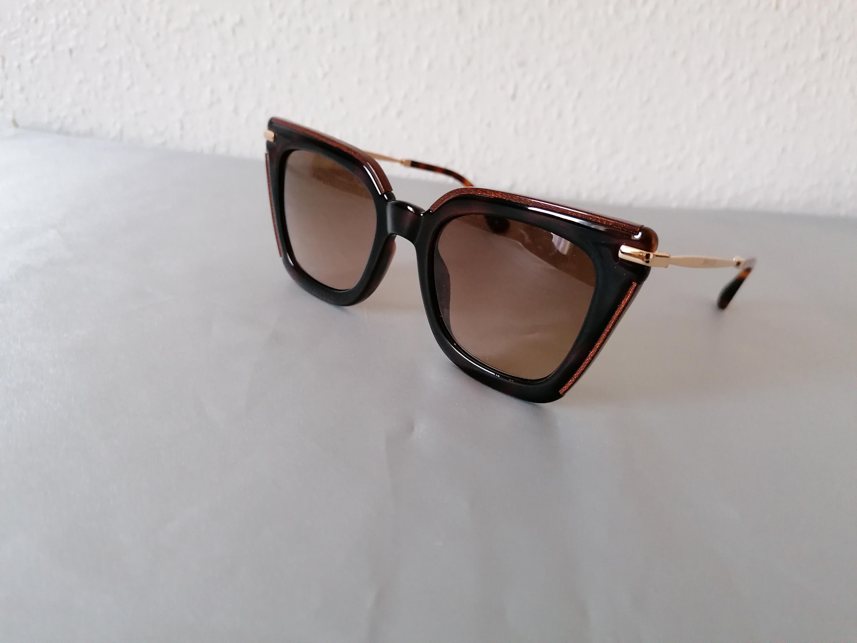 Dark Havana & Glitter Square Frame Sunglasses
