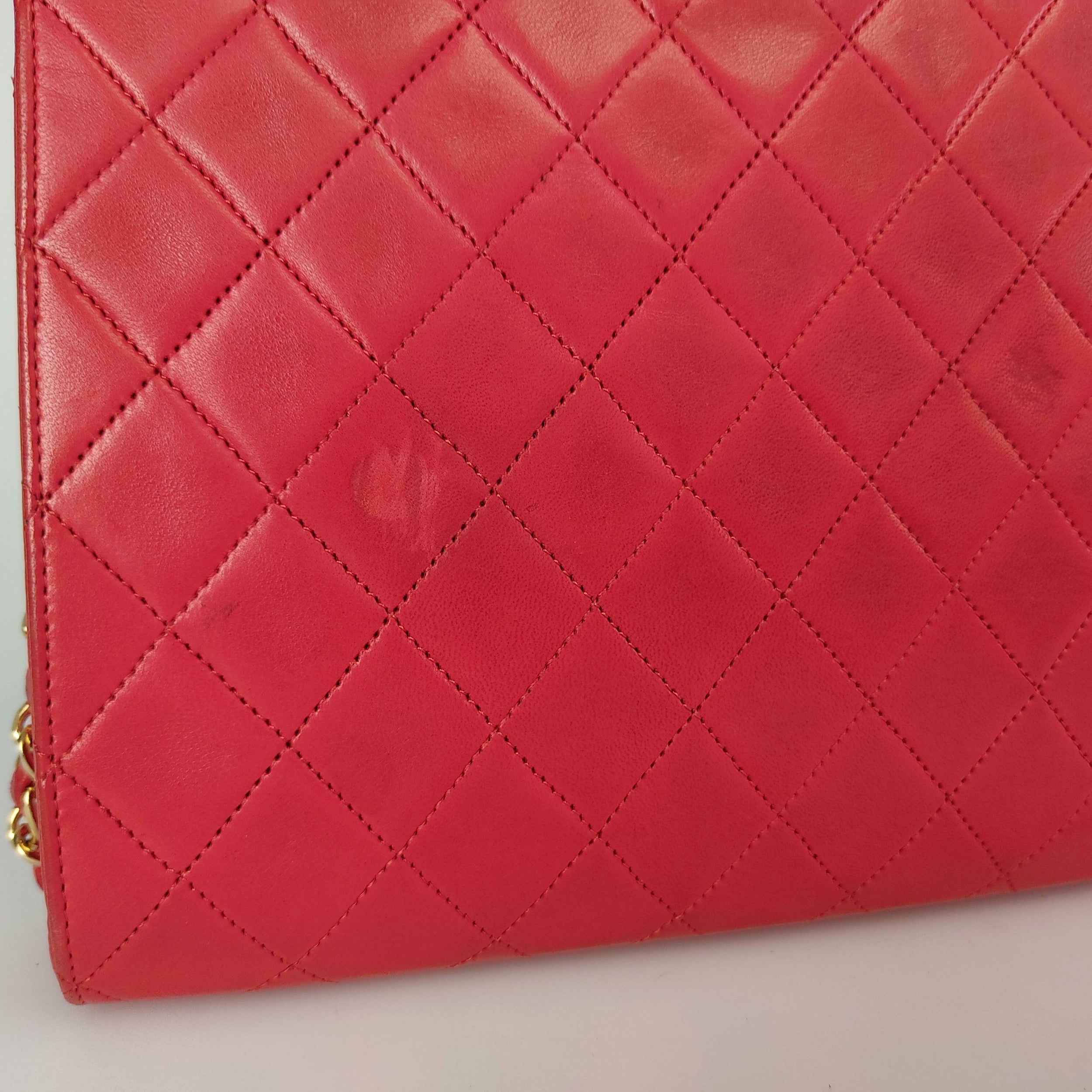 Vintage red leather quilted bag