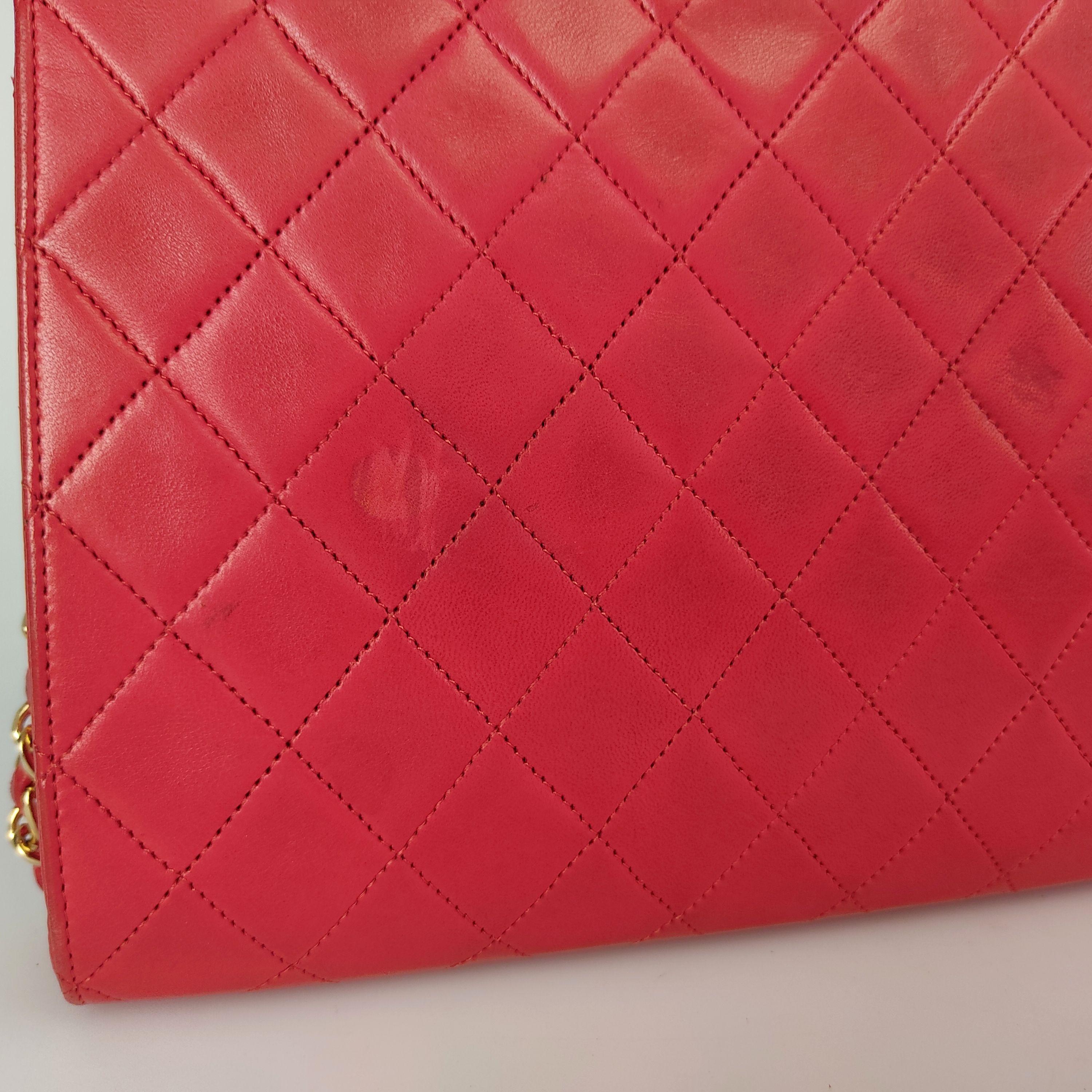 Vintage red leather quilted bag