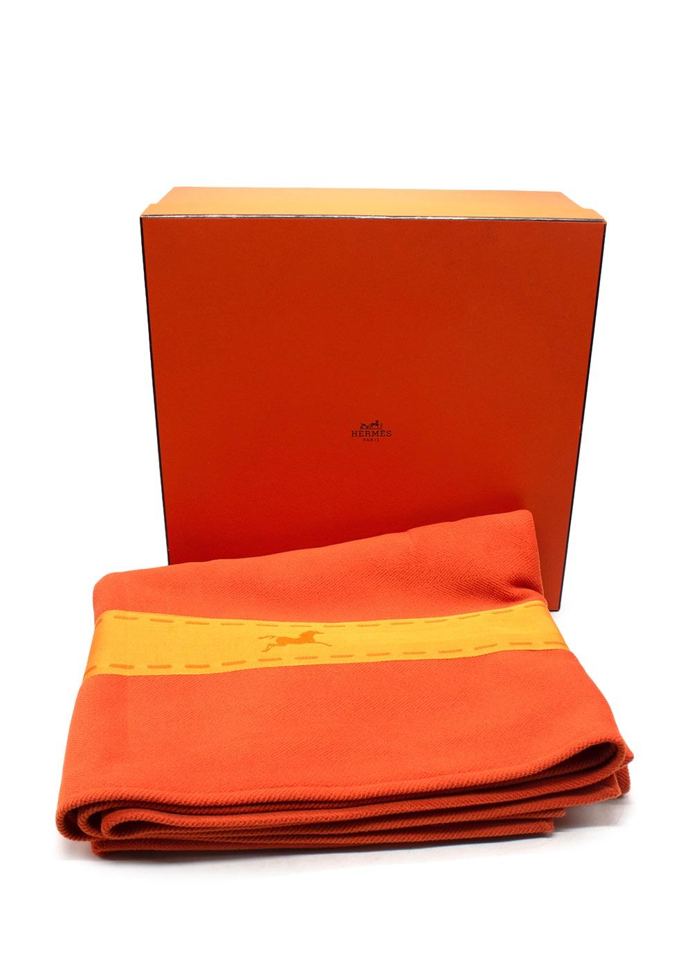 Hermes Orange and Yellow Wool Blanket