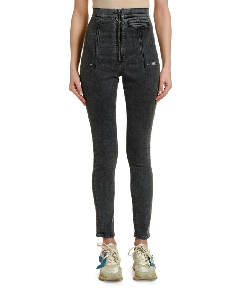 Off-White Ring-Zip Skinny Jeans.