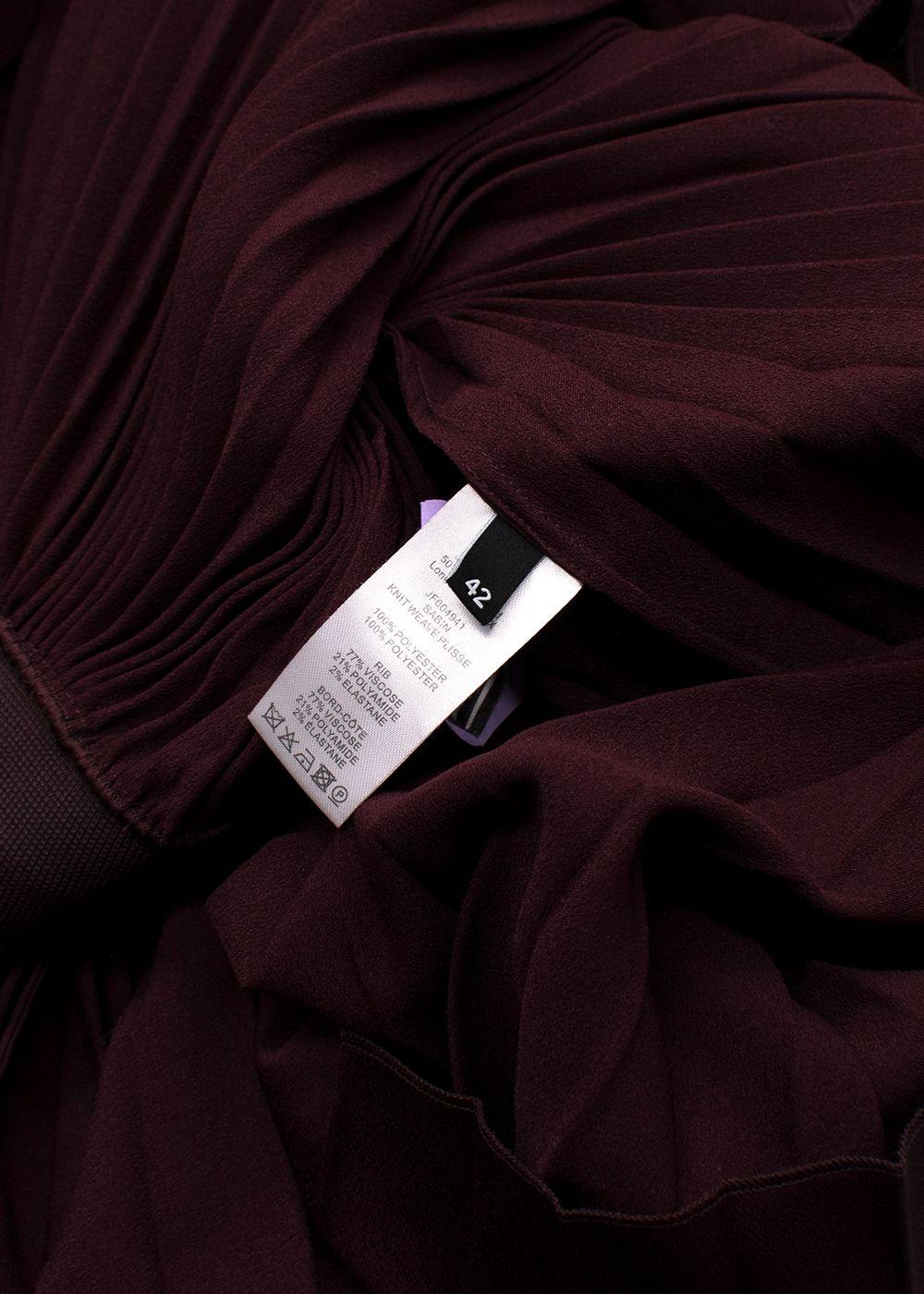 Joseph Burgundy Asymmetric Pleated Midi Skirt