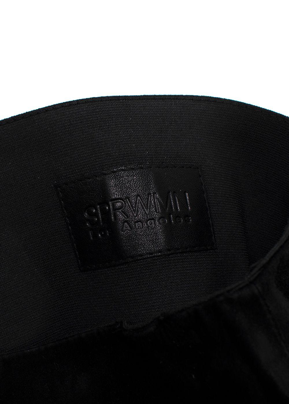 Sprwmn Black Suede Flared Ankle Crop Leggings