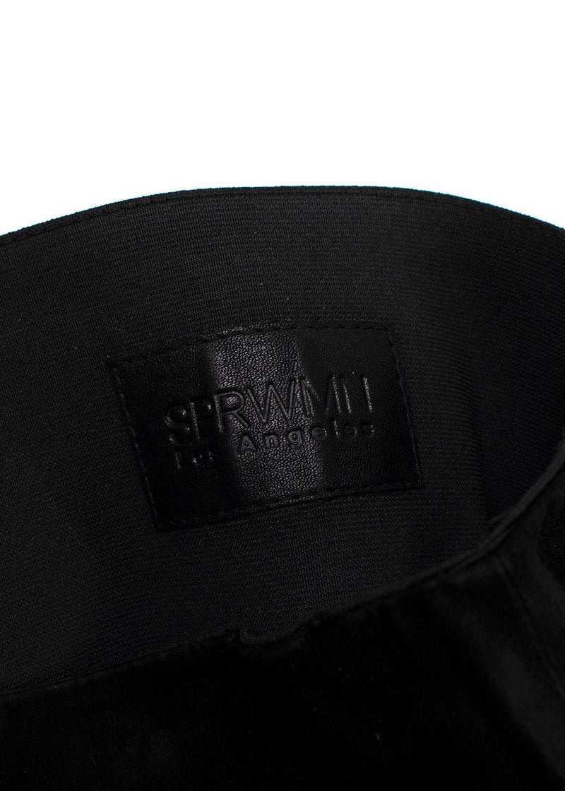 Sprwmn Black Suede Flared Ankle Crop Leggings