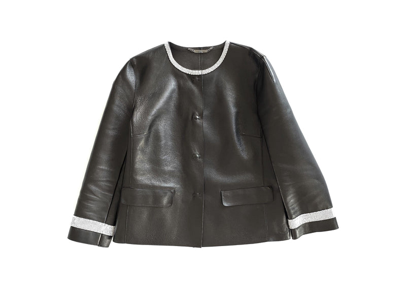 black leather cropped jacket