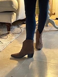 Ganni Embroidered Suede Texas Cowboy Boots