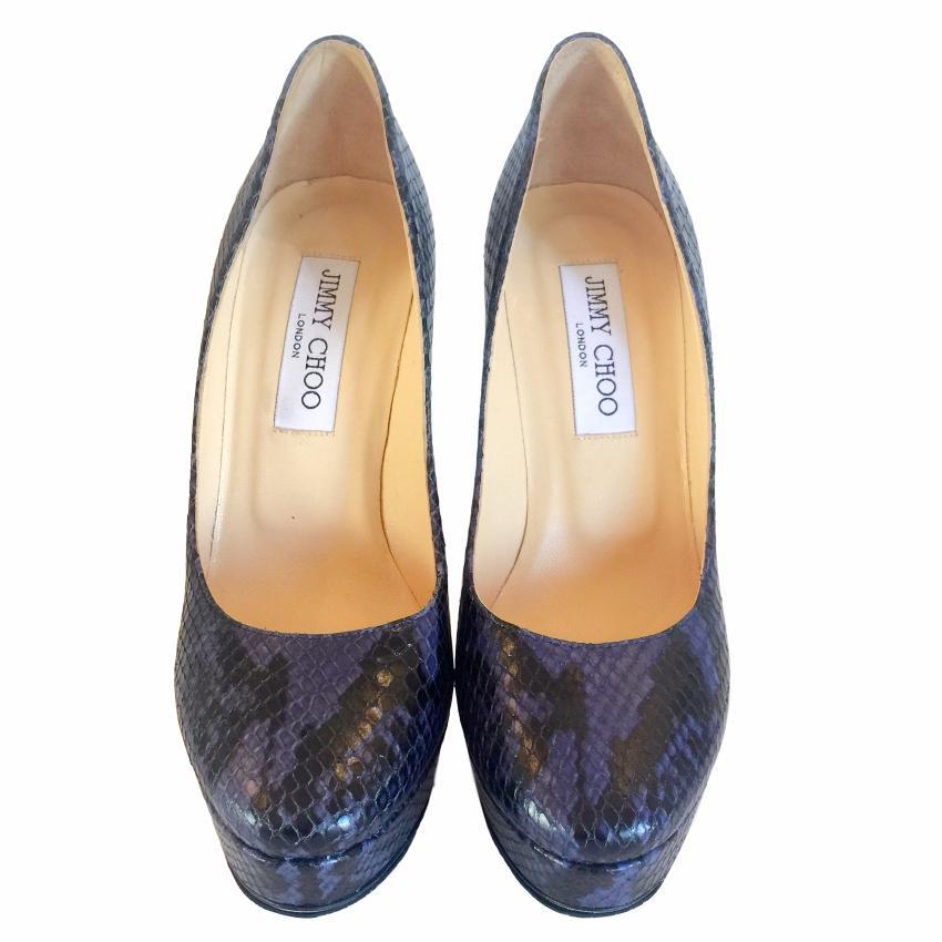 Jimmy Choo Cosmic Snakeskin Leather Platform Pumps