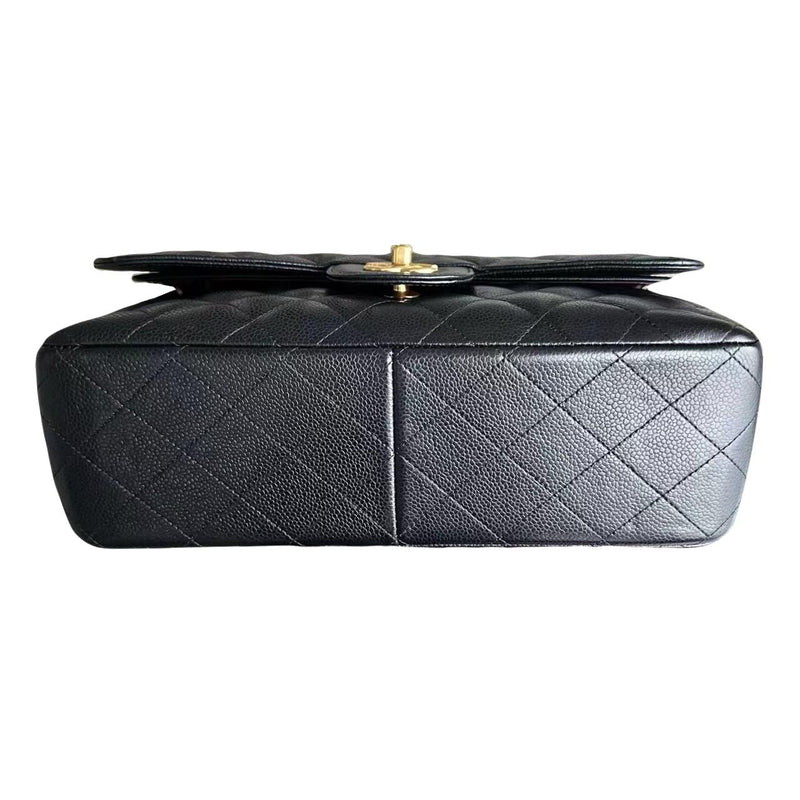 Chanel Black Caviar Leather Jumbo Double Flap Bag