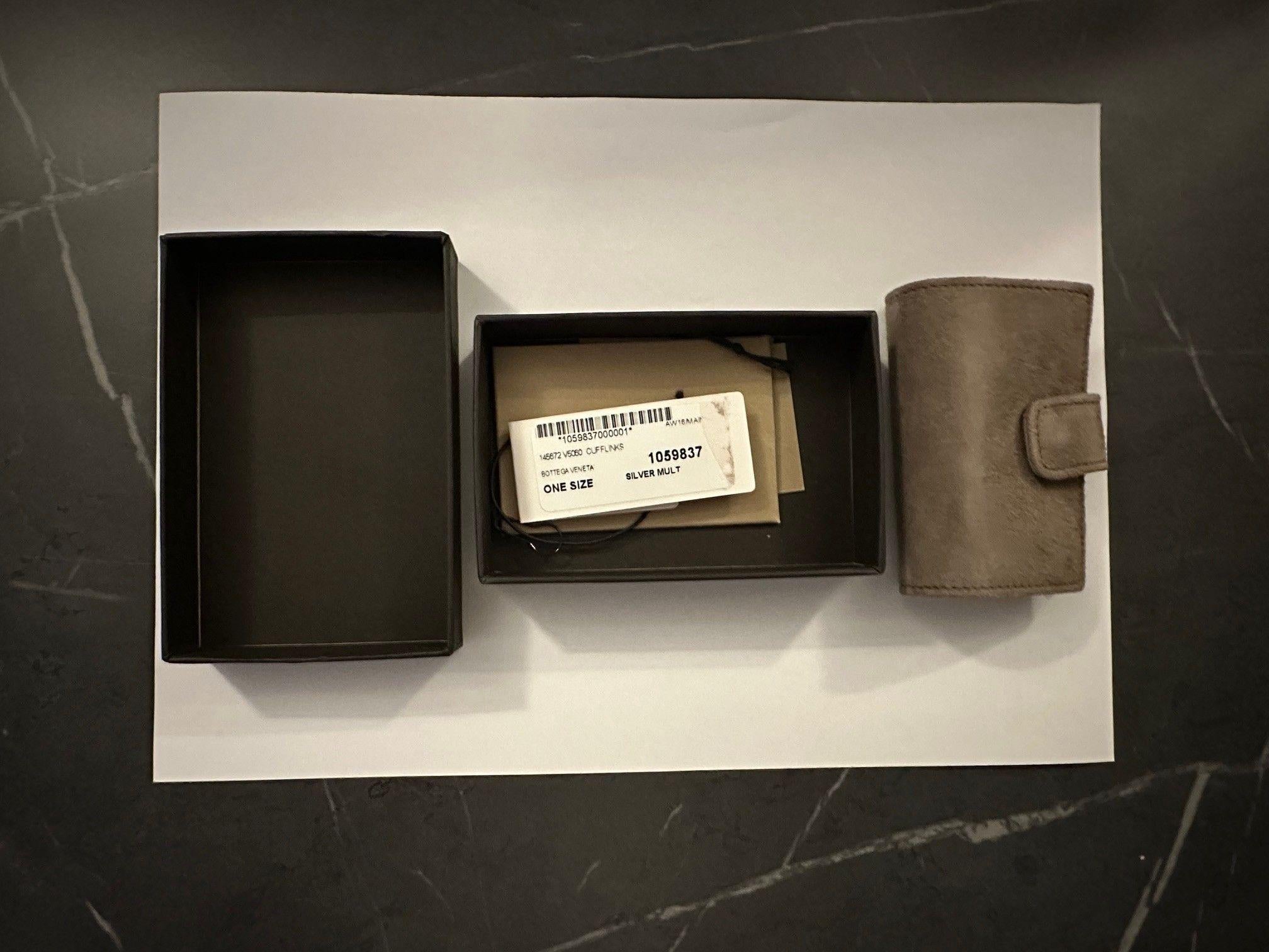 Bottega Veneta Silver Intrecciato Cufflinks
