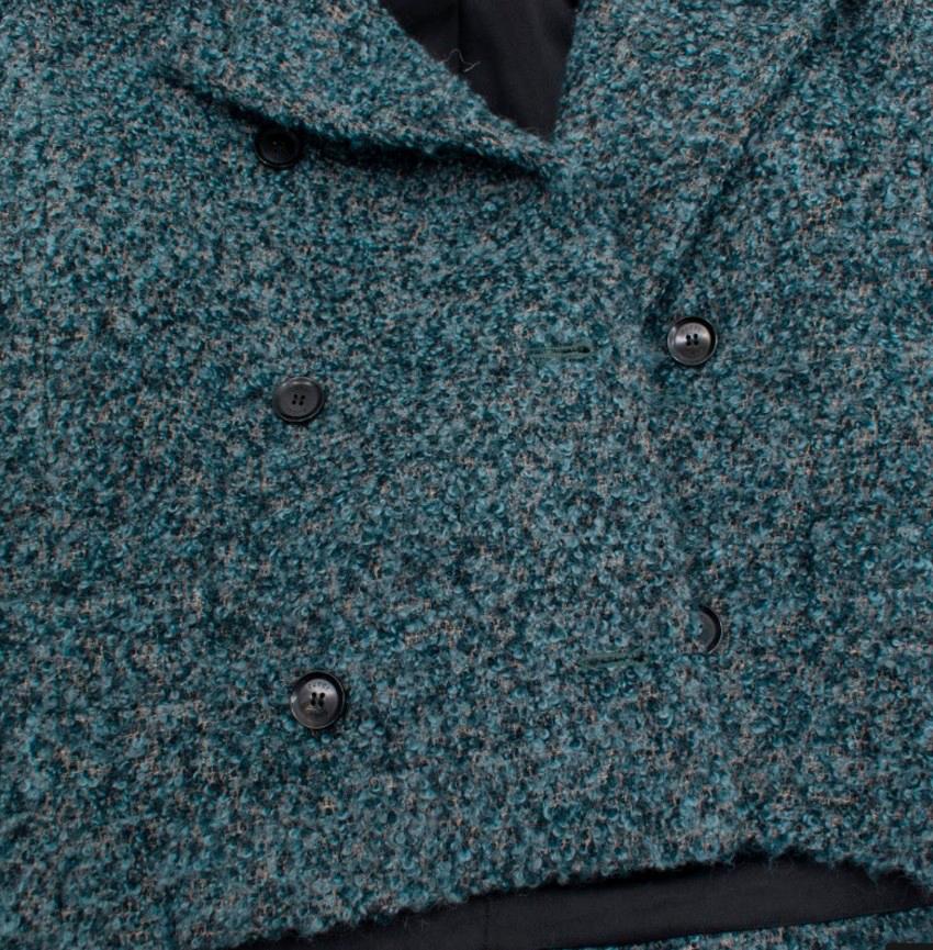 Gucci Green Alpaca & Wool Tweed Suit with Removable Mink Fur Collar