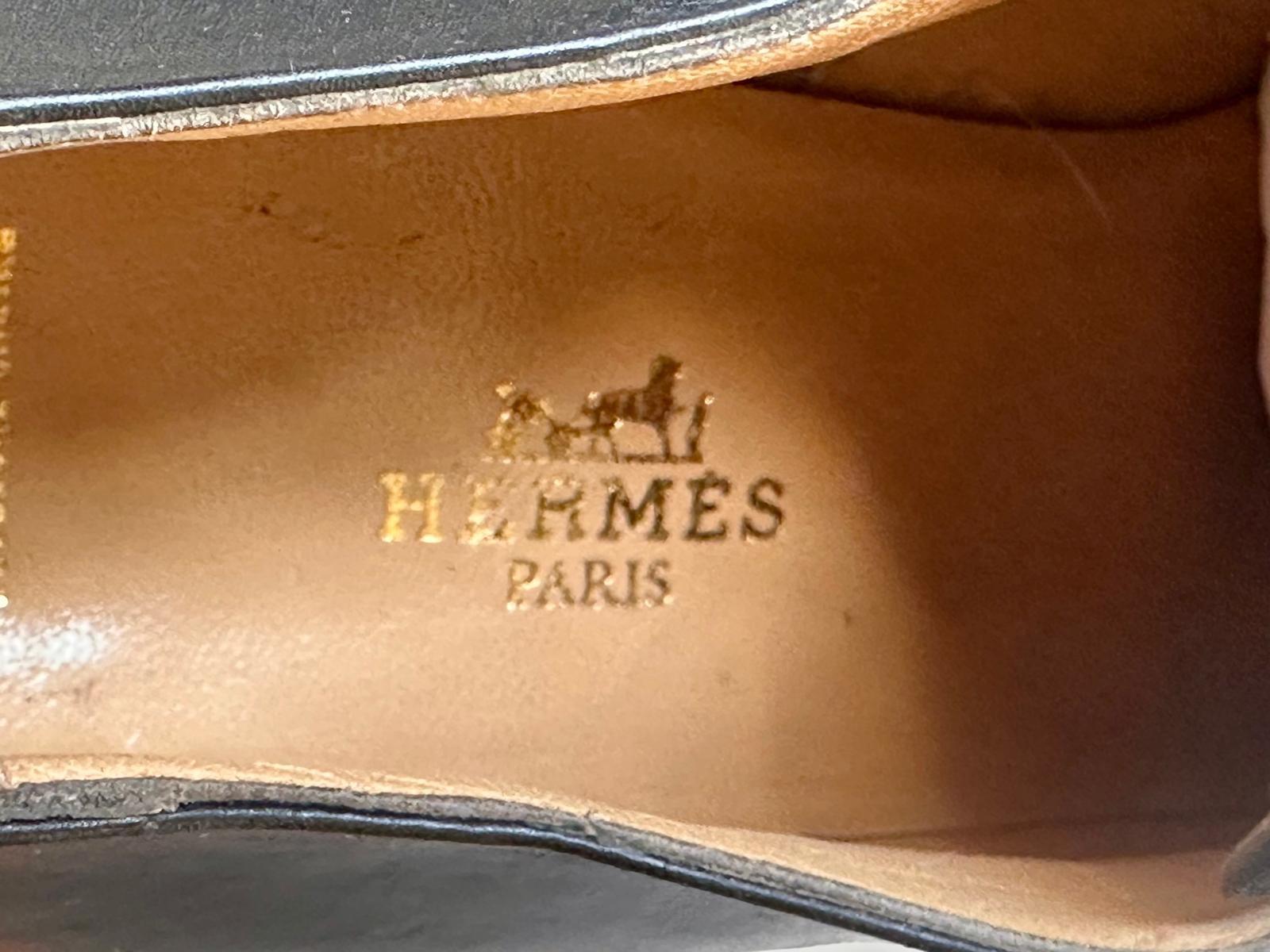 Hermes Vintage Black Leather Ladies Brogues