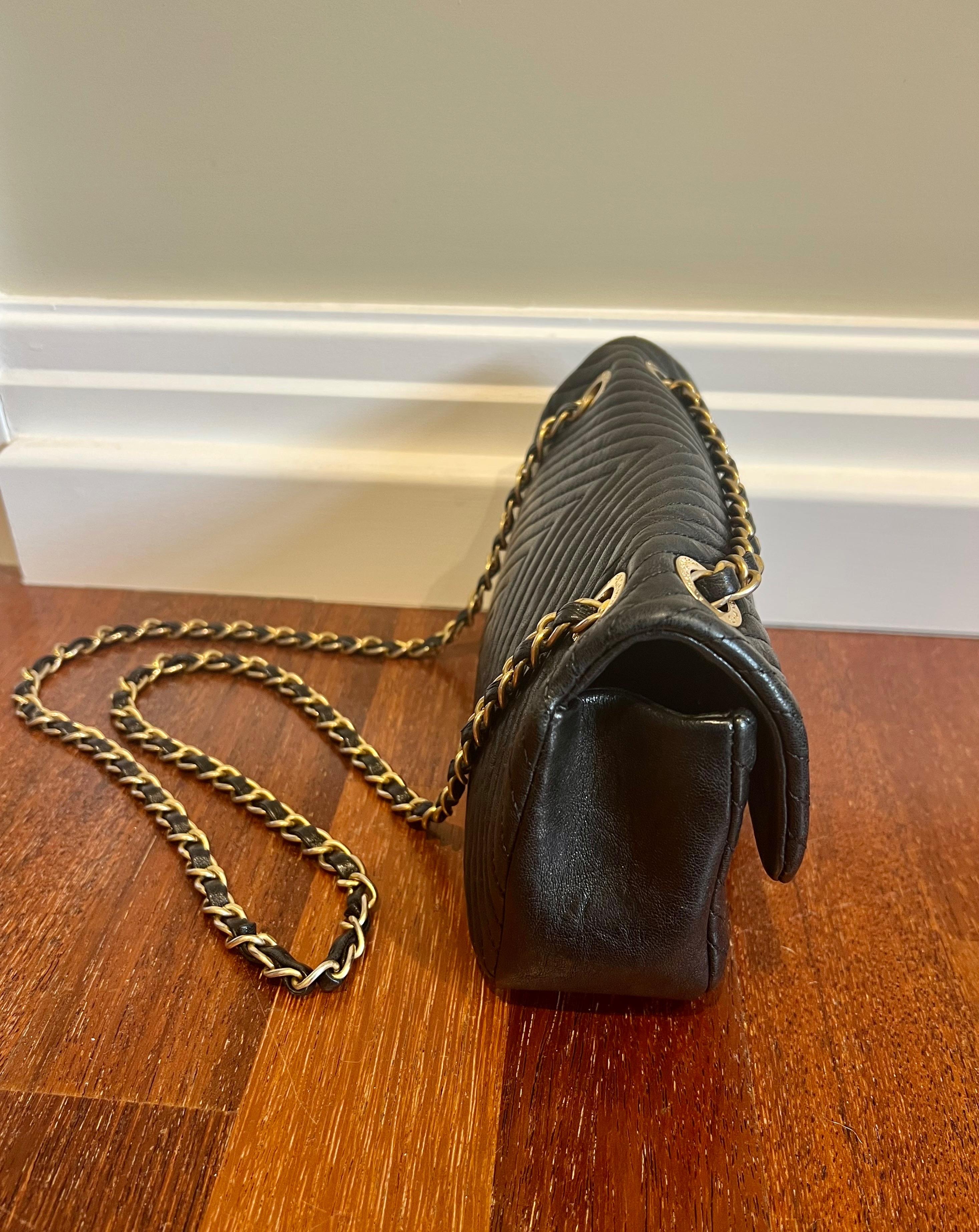 black lambskin leather chevron quilted small flap bag