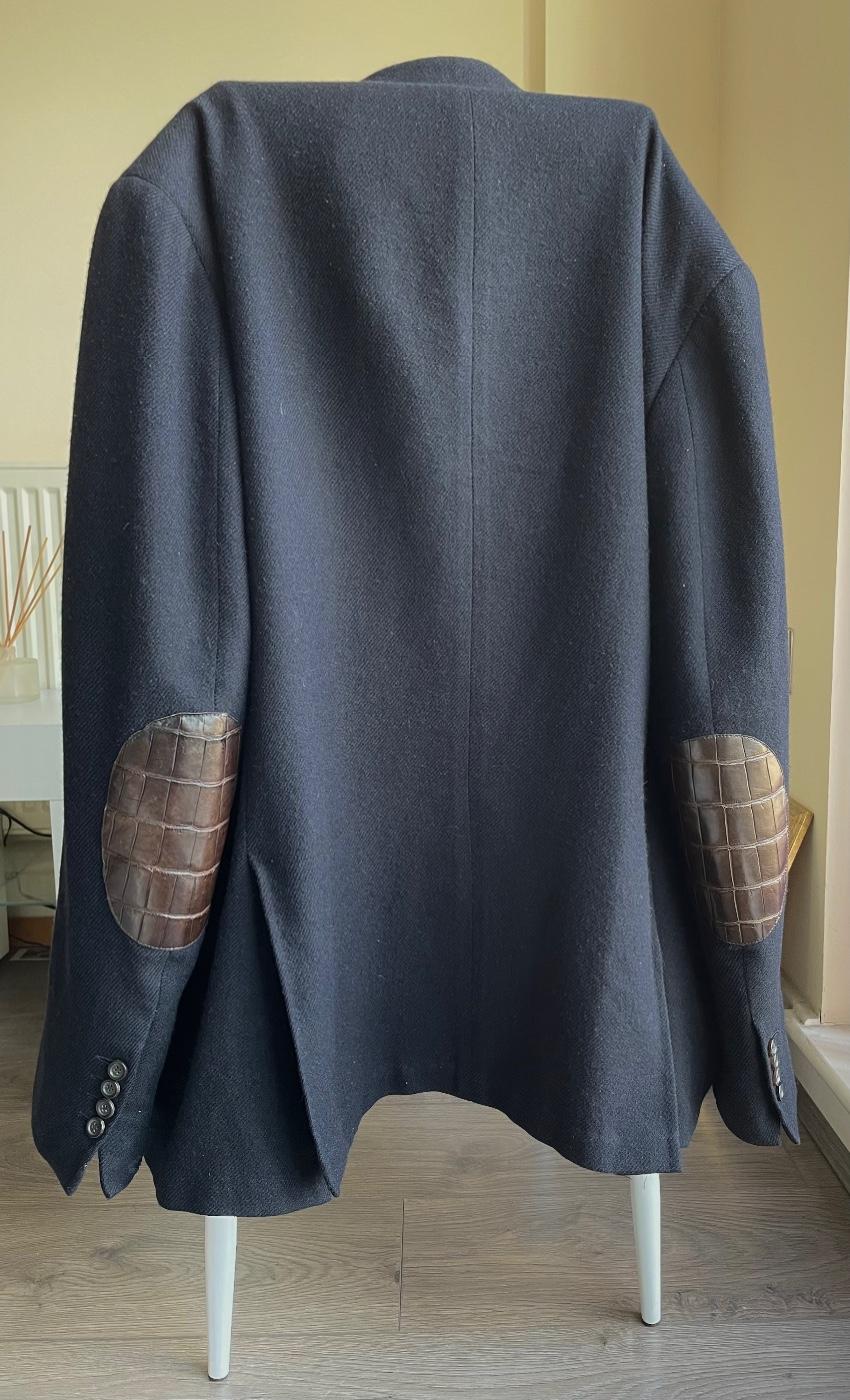 Franck Namani Croc Embossed Patch Detail Cashmere Jacket