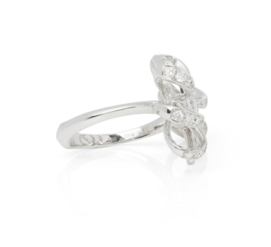 Forget Me Not White Gold Diamond Pave Ring - Size M 1/2