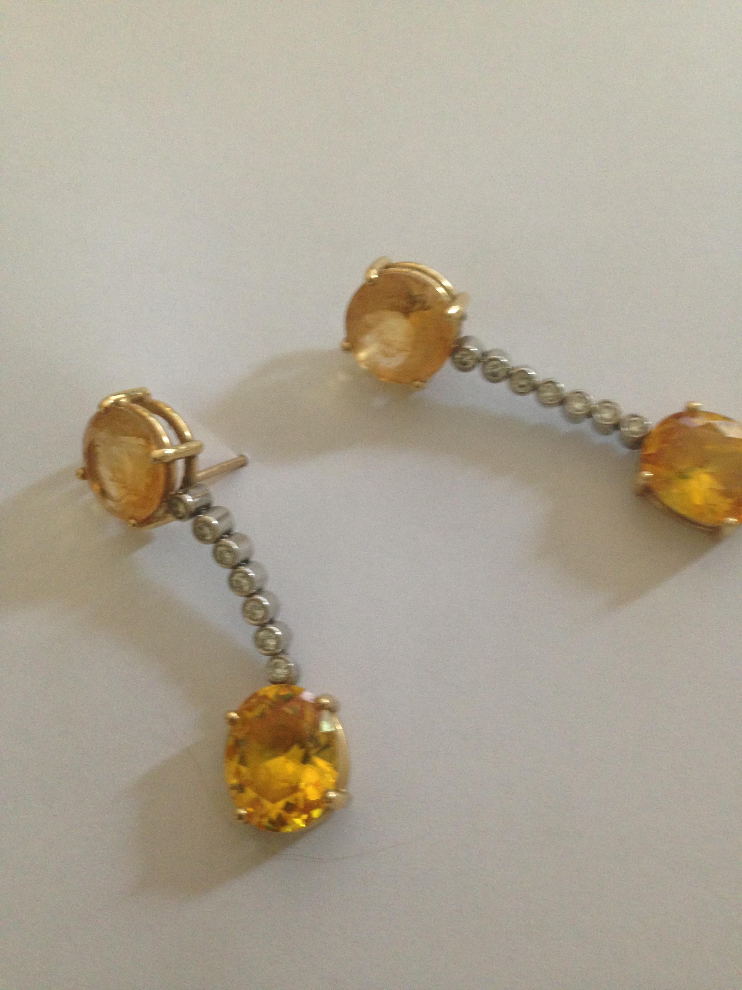 Ian Blower yellow topaz and diamond drop earrings