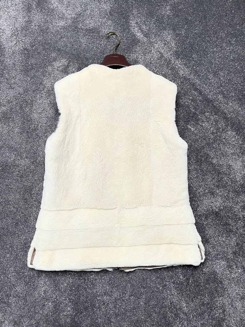 Loro Piana Cream Nylon & Shaved Mink Gilet