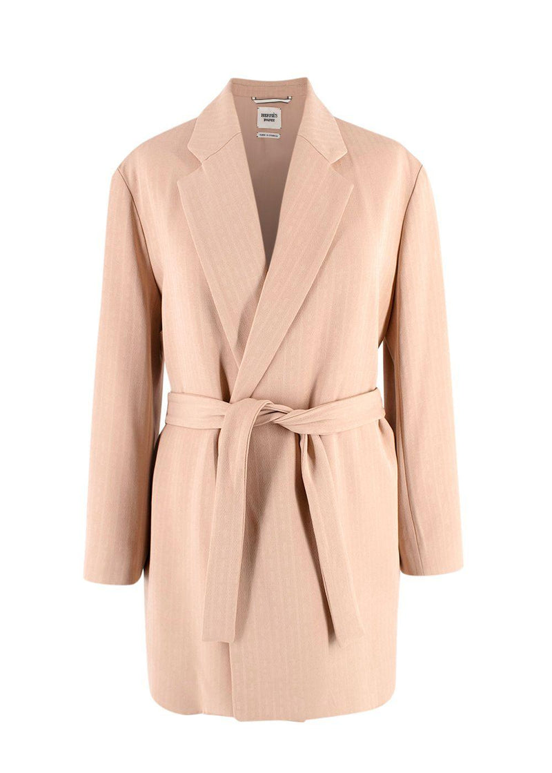 Hermes Rose Pierre De Lune Silk Cady H Wrap Jacket