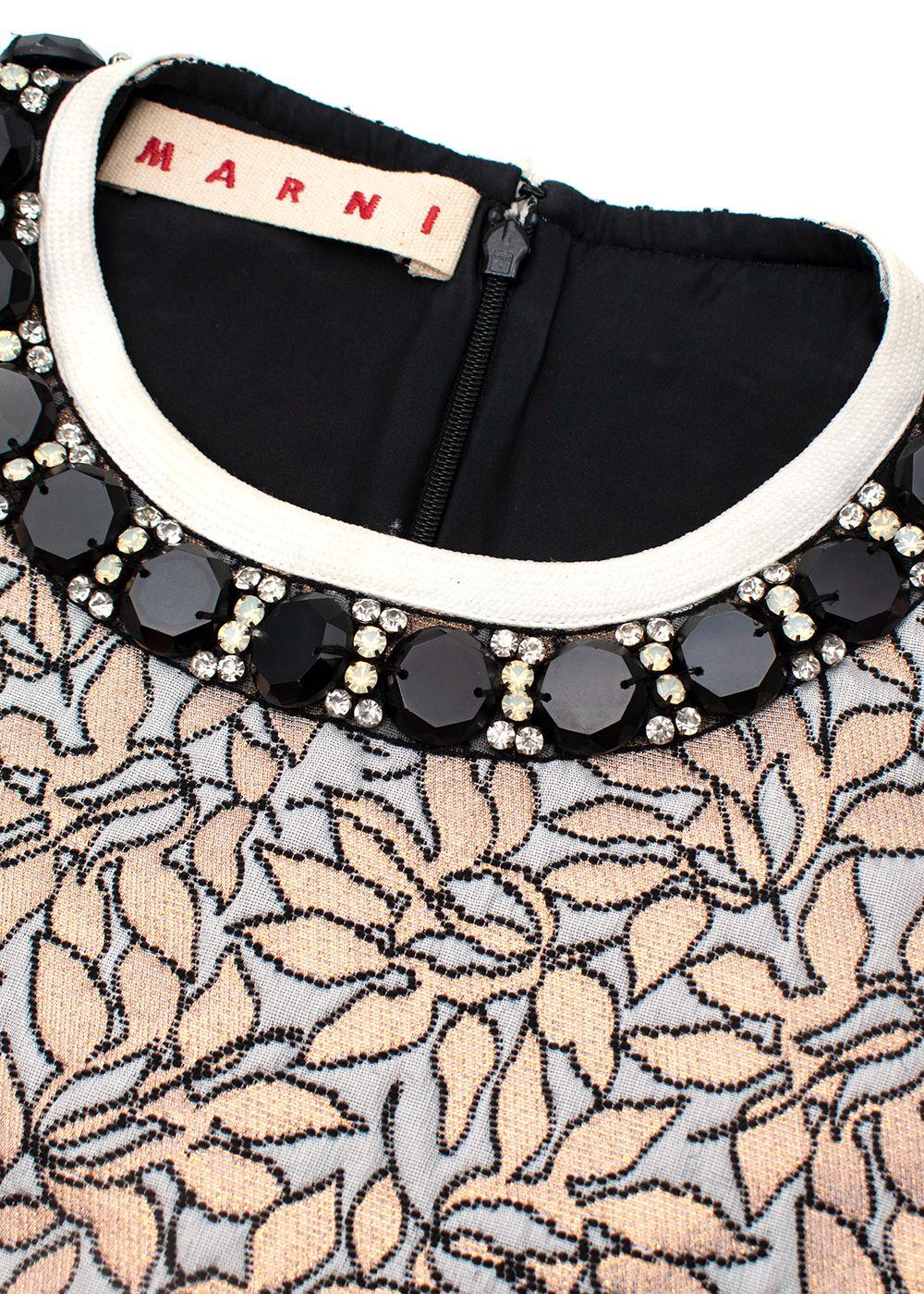 Jacquard Crystal Embellished Collar Top