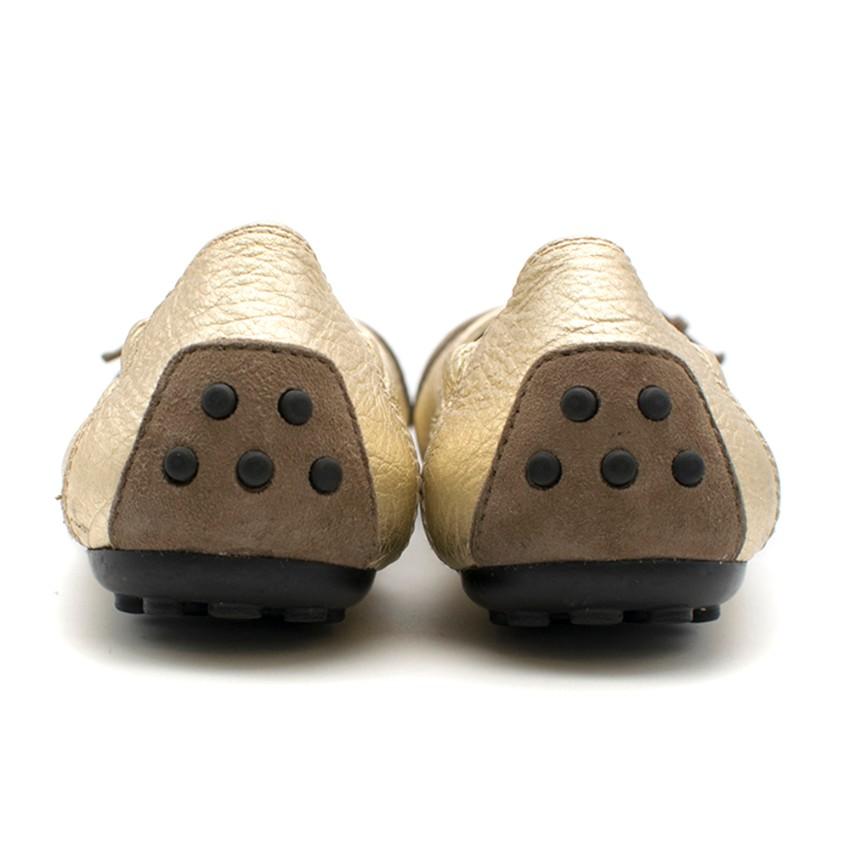 Tod's Gold Driving Ballerinas