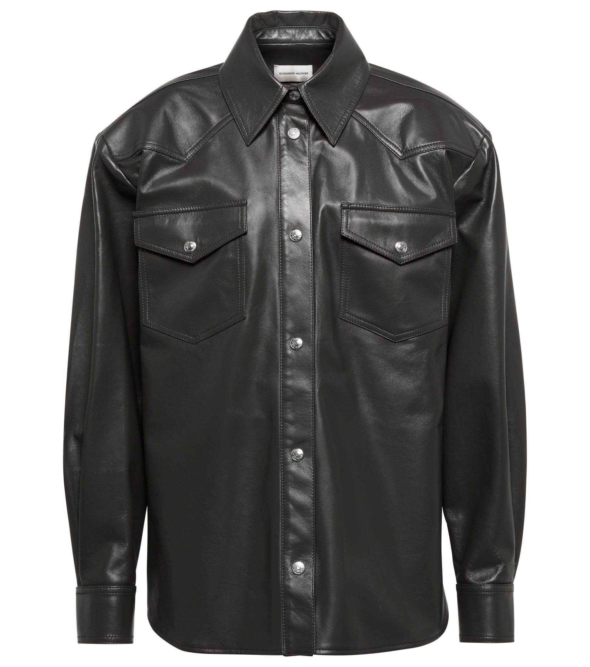 Oversized Black Leather Boyfriend Shirt